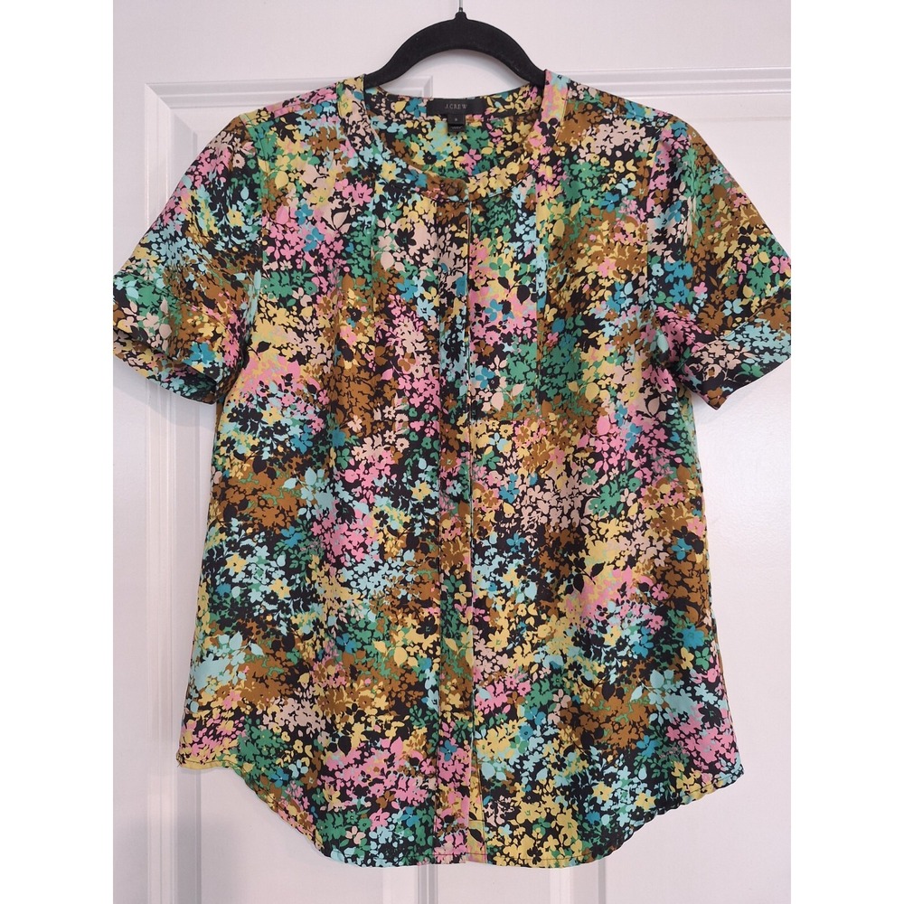 J Crew multicolor silk classic top size 2